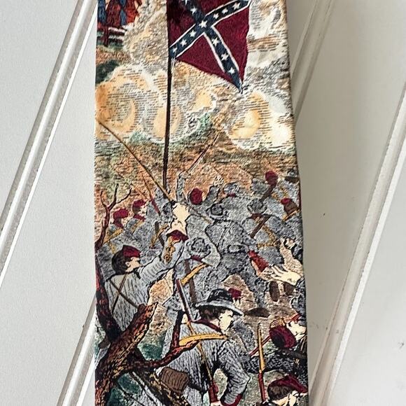 417 VAN HEUSEN Americana Series 2 Pc Silk Civil War Flag Tie Shiloh Rebel Yell - Picture 9 of 14